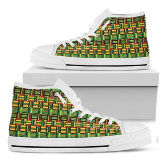 West African Kente Tribal White High Top Shoes - Monsterry AU