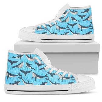 Whale Pattern Design Themed Print Women High Top Shoes - Monsterry AU