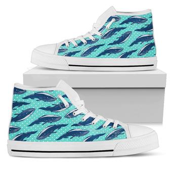 Whale Polka Dot Design Themed Print Women High Top Shoes - Monsterry