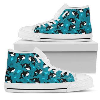 Whale Sea Design Themed Print Women High Top Shoes - Monsterry AU