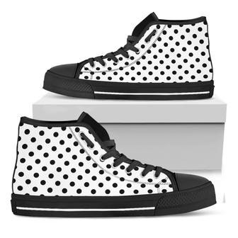 White And Black Polka Dot Black High Top Shoes - Monsterry DE