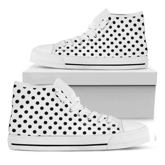 White And Black Polka Dot White High Top Shoes - Monsterry AU