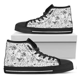 White And Black Wicca Magical Print Black High Top Shoes - Monsterry DE