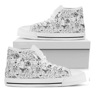 White And Black Wicca Magical Print White High Top Shoes - Monsterry