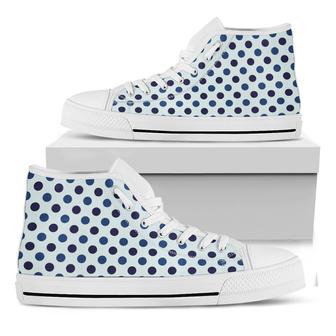 White And Blue Polka Dot White High Top Shoes - Monsterry UK