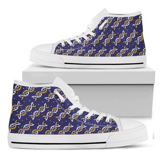 White And Yellow Dna Pattern Print White High Top Shoes - Monsterry CA