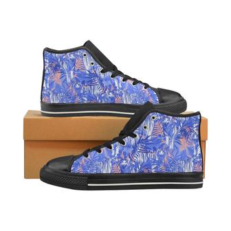 white bengal tigers pattern Men's High Top Shoes Black - Monsterry CA