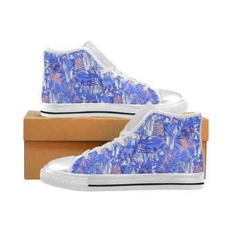 white bengal tigers pattern Women's High Top Shoes White - Monsterry