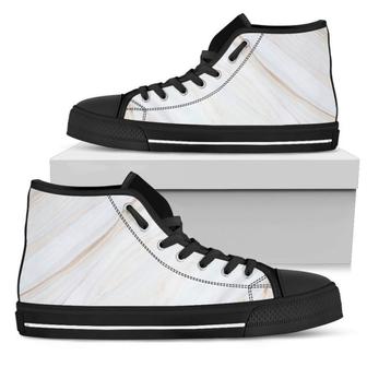 White Brown Smooth Marble Print Men's High Top Shoes - Monsterry DE