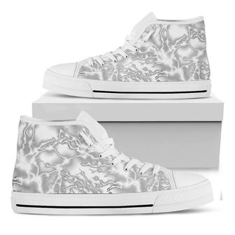 White Electric Lightning Print White High Top Shoes - Monsterry