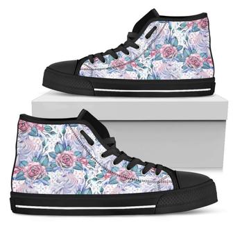 White Fairy Rose Unicorn Men's High Top Shoes - Monsterry CA