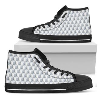 White Geometric Cube Shape Black High Top Shoes - Monsterry DE