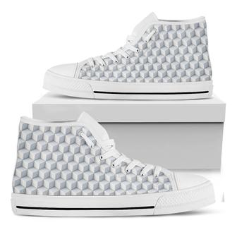 White Geometric Cube Shape White High Top Shoes - Monsterry