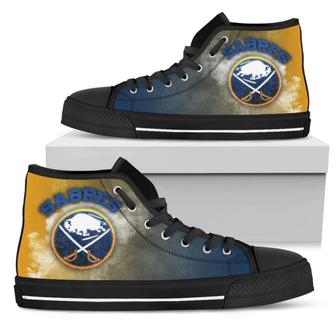 White Smoke Vintage Buffalo Sabres High Top Shoes - Monsterry CA
