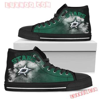 White Smoke Vintage Dallas Stars High Top Shoes Sport Sneakers - Monsterry UK