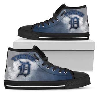 White Smoke Vintage Detroit Tigers High Top Shoes - Monsterry AU