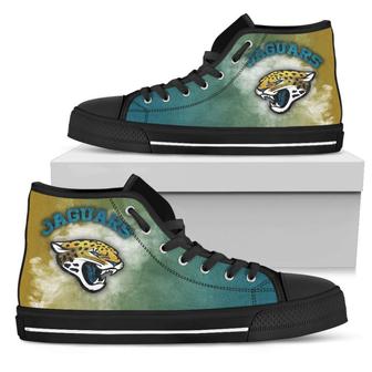 White Smoke Vintage Jacksonville Jaguars High Top Shoes - Monsterry