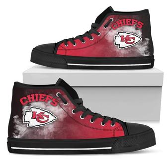 White Smoke Vintage Kansas City Chiefs High Top Shoes - Monsterry CA