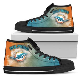 White Smoke Vintage Miami Dolphins High Top Shoes - Monsterry UK