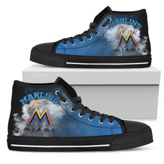 White Smoke Vintage Miami Marlins High Top Shoes - Monsterry