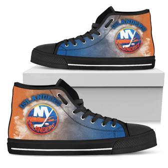 White Smoke Vintage New York Islanders High Top Shoes - Monsterry CA