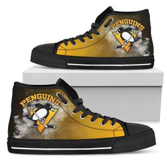 White Smoke Vintage Pittsburgh Penguins High Top Shoes - Monsterry AU