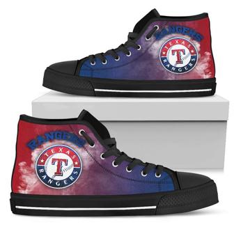 White Smoke Vintage Texas Rangers High Top Shoes - Monsterry