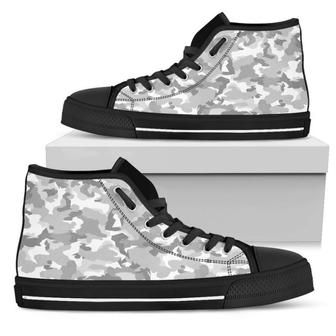 White Snow Camouflage Print Men's High Top Shoes - Monsterry UK