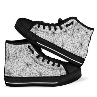 White Spider Web Men Women's High Top Shoes - Monsterry UK