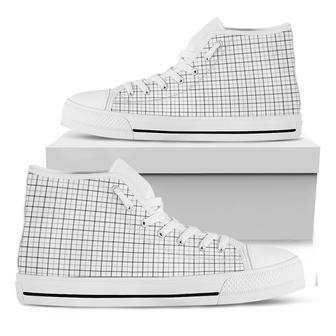 White Tattersall Pattern Print White High Top Shoes - Monsterry AU