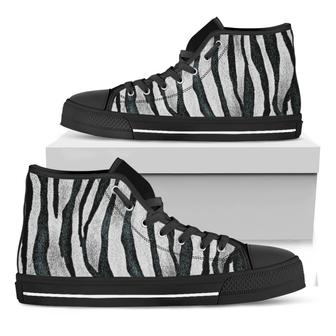 White Tiger Stripe Pattern Print Black High Top Shoes - Monsterry DE