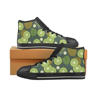 Whole sliced kiwi leave and flower Men's High Top Shoes Black - Monsterry
