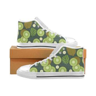 Whole sliced kiwi leave and flower Men's High Top Shoes White - Monsterry UK