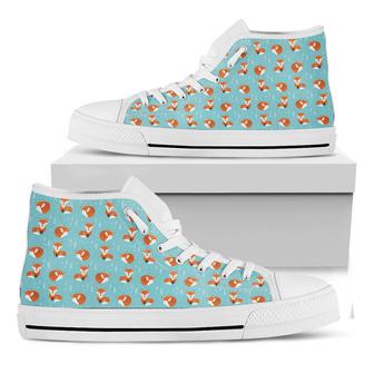 Winter Fox Pattern Print White High Top Shoes - Monsterry