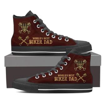 Worlds Best Biker Dad Canvas Mens High Top Shoes Sneakers - Monsterry CA