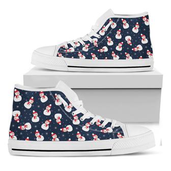 Xmas Snowman Pattern Print White High Top Shoes - Monsterry UK