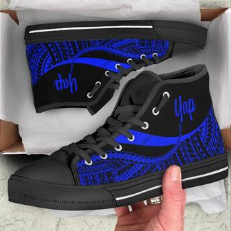 Yap High Top Shoes Blue - Polynesian Tentacle Tribal Pattern - - Monsterry