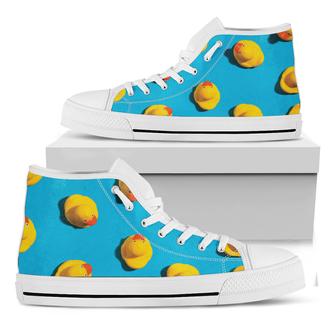 Yellow Rubber Ducks Print White High Top Shoes - Monsterry CA