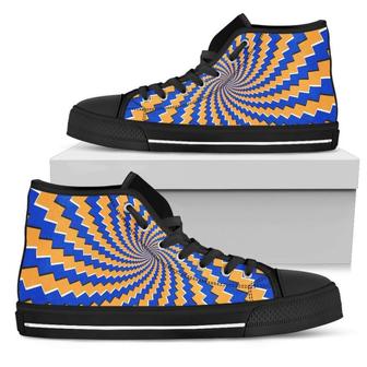 Yellow Spiral Moving Optical Illusion Women's High Top Shoes - Monsterry DE