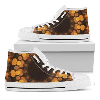 Yellow Spot Kaleidoscope Print White High Top Shoes - Monsterry