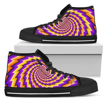 Yellow Twisted Moving Optical Illusion Women's High Top Shoes - Monsterry CA