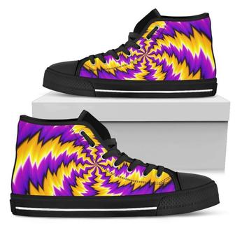 Yellow Vortex Moving Optical Illusion Men's High Top Shoes - Monsterry CA