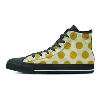 Yellow White Polka Dot Men's High Top Shoes - Monsterry