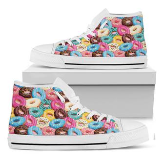 Yummy Donut Pattern Print White High Top Shoes - Monsterry