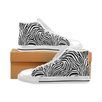 Zebra skin pattern Men's High Top Shoes White - Monsterry