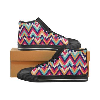 Zigzag Chevron Pattern Background Women's High Top Shoes Black - Monsterry UK