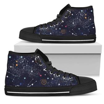 Zodiac Star Signs Galaxy Space Print Men's High Top Shoes - Monsterry DE
