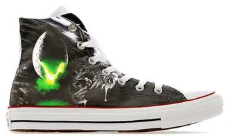 Alien Horror Scary Cult Movie Design Custom Converse High Top Shoes Sneakers Trainers Printed Syfy | Favorety
