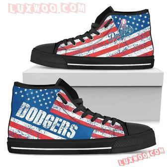 America Flag Italic Vintage Style Los Angeles Dodgers High Top Shoes Sport Sneakers | Favorety UK