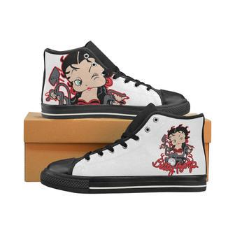 Betty Boop Cartoon Characters Singer Xi Design For Lovers Gift For Fan Custom Canvas High Top Shoes | Favorety CA